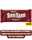 Biscoitos tim tam original creme cobertura de chocolate 163g