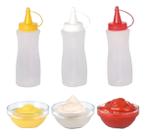 Bisnagas Plásticas pote para Ketchup Molho Maionese Mostarda hot dog pastel festas 200ml 3un