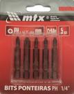 Bits Ponteira Phillips 1/4 Ph2 5.0mm X 25mm Kit 5 Pçs - Mtx