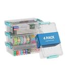 BiuLeon Kit com 4 Estojo de Lápis Extra Grande, Organizador de Estojo de Lápis de Plástico Transparente, Caixa para Giz de Cera e Marcadores, Organizadores Empilháveis para Artesanato e Material de Escritório (Verde)