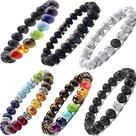 Black Lava Stone 7 Chakra Pulseiras 6pcs mix 8mm Yinyang R