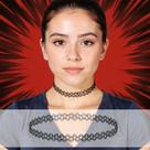 Black Tattoo Choker Necklace Gargantilha Feminina Preta Elástica Ajustável Nylon Retro Style