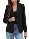 Blazer Agenlulu feminino casual de negócios de manga comprida preto
