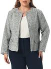 Blazer Agnes Orinda Plus Size em Tweed sem Gola 4X Preto
