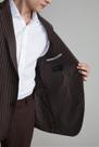 Blazer Alfaiataria Risca de Giz Slim Fit - Marrom Café