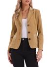 Blazer Allegra K de camurça sintética para mulheres com gola de lapela cáqui
