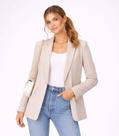 Blazer Alongado Feminino Em Alfaiataria Aishty Bege