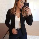 Blazer Casual Profissional Elegante Slim Fit Em Cor Sólida Para Outono Inverno