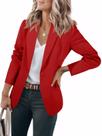 Blazer Cicy Bell feminino casual, aberto, frente aberta, vermelho, escritório de trabalho