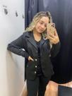 Blazer Comprido, Preto, Crepe, Botões, Bolsos, Feminine BM0987