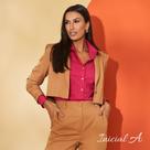 Blazer Cropped Liz Inicial A - Caramelo
