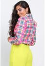 blazer curto estampado xadrez rosa (502bz000271 )-P