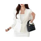 Blazer Elegante Slim Fit Com Decote Em V Para Mulheres, Manga Longa, Traje De Escritório Para Blazer Elegante Slim Fit Com Decote Em V Para Mulheres, Manga Longa, Traje De Escritório Para