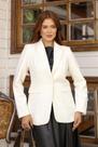 Blazer em Lã Batida, Off, Lapela, Fechamento Botão, Bolso Frontal, Miss Moda BM1363O Tamanho:G