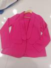 Blazer Feminino Adulto Rosa Corte Alfaiataria Tecido Poliéster