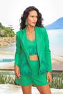Blazer Feminino Alfai ML De Algodão Com Bordado Flor De Lis