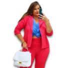 Blazer Feminino Alfaiataria Barbie c/ Botão Plus Size