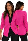 Blazer Feminino Alongado Tricot Rosa Pink Manga Longa Elegante