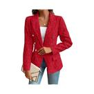 Blazer Feminino Azul Transpassado Vintage Com Bolsos Para Escritório - Moda 2024