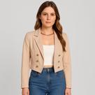 Blazer Feminino Casaquinho Alfaiataria Casaco Social Com Botão Lindo Gola Lapela