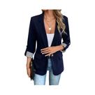 Blazer Feminino Casual Slim Fit Com Botões E Manga Dobrável 7/8 Estilo Europeu Moderno