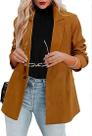 Blazer feminino de manga comprida, cor sólida e abotoamento simples.