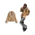 Blazer Feminino Elegante Slim Fit Em Camurça Com Gola De Pele Sintética E Botões Moda Outono High Blazer Feminino Elegante Slim Fit Em Camurça Com Gola De Pele Sintética E Botões Moda Outono High