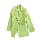 Blazer Feminino Elegante Transpassado Com Fivela Metálica, Jaqueta Casual De Verão E Outono