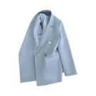 Blazer Feminino Elegante Transpassado Com Fivela Metálica, Jaqueta Casual De Verão E Outono Blazer Feminino Elegante Transpassado Com Fivela Metálica, Jaqueta Casual De Verão E Outono