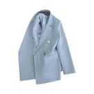 Blazer Feminino Elegante Transpassado Moda Coreana Primavera Outono Casaco De Terno Liso Jaqueta De