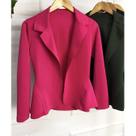 Blazer Feminino em Neoprene Casaco Com Babado Terninho