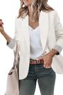 Blazer feminino Genhoo para escritório, com frente aberta, esbranquiçada, 2GG