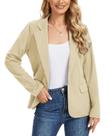 Blazer feminino LADI TREND com entalhe de lapela, botão frontal, cáqui, GG Blazer feminino LADI TREND com entalhe de lapela, botão frontal, cáqui, GG