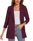 Blazer feminino LADI TREND, franzido, manga 3/4, cor de vinho, tamanho GG