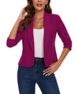 Blazer feminino MINTLIMIT, casual, de trabalho, franzido, manga 3/4, violeta, GG