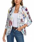 Blazer feminino MINTLIMIT com frente aberta, manga 3/4, branco, tamanho M