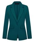 Blazer feminino MINTLIMIT de lapela entalhada, manga comprida, verde escuro