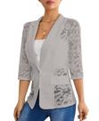 Blazer feminino MINTLIMIT de renda aberta na frente, malha transparente, manga 3/4