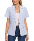 Blazer feminino MINTLIMIT, linho, lapela, azul claro