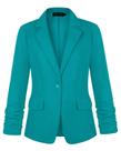 Blazer feminino MINTLIMIT, manga 3/4, botão frontal, verde azulado