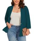 Blazer feminino MINTLIMIT, tamanho grande, manga 3/4, azul azul-petróleo