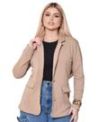 Blazer feminino moletinho com botões forrado e lapela