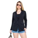 Blazer feminino moletinho com botões forrado e lapela