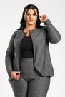 Blazer Feminino Plus Size Malha Jacquard Básico Detalhes Contrastante - Serena