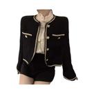 Blazer Feminino Preto Grosso E Quente Com Fechamento Simples, Estilo Coreano, Casual, Curto, Para Blazer Feminino Preto Grosso E Quente Com Fechamento Simples, Estilo Coreano, Casual, Curto, Para