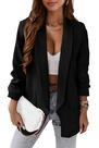 Blazer feminino PRETTYGARDEN casual 2024 de manga comprida preto