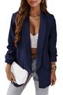 Blazer feminino PRETTYGARDEN Fall Open Front azul escuro
