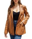 Blazer feminino RISISSIDA, material sintético, marrom, 21002, tamanho L