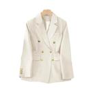 Blazer Feminino Slim Fit De Manga Longa Com Botões Duplos, Jaqueta De Escritório Fashion, Roupa
