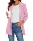 Blazer feminino Unifizz, manga 3/4, leve, aberto, frontal, rosa, 2GG